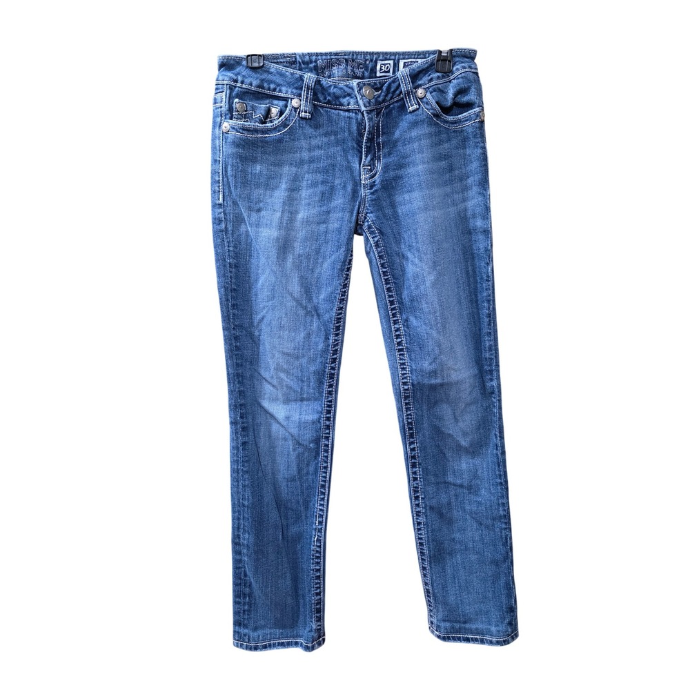 Miss Me Jeans Sunny Skinny Embellished Pockets Denim Blue‎ Wash Size 30